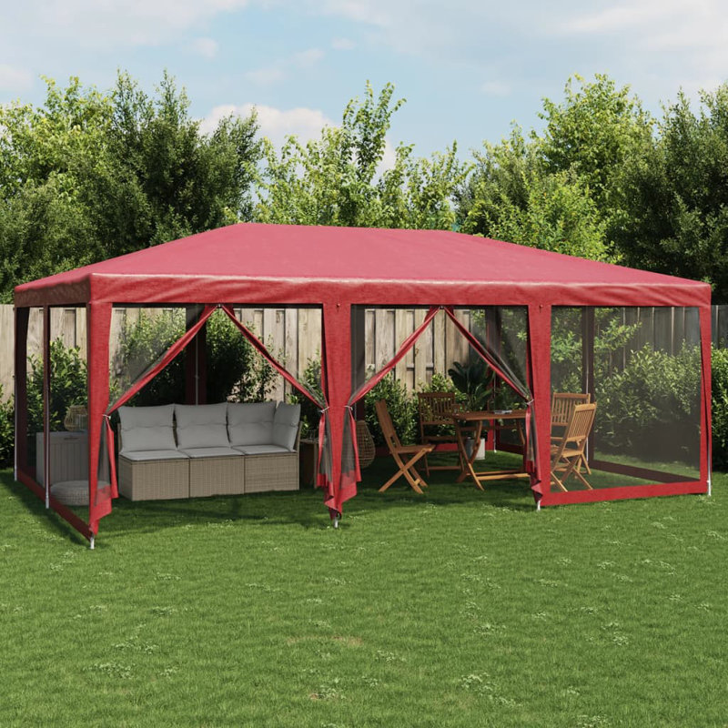Manatuto 3m x 3m Steel Party Tent, 280cm H x 600cm W x 400cm D, Red