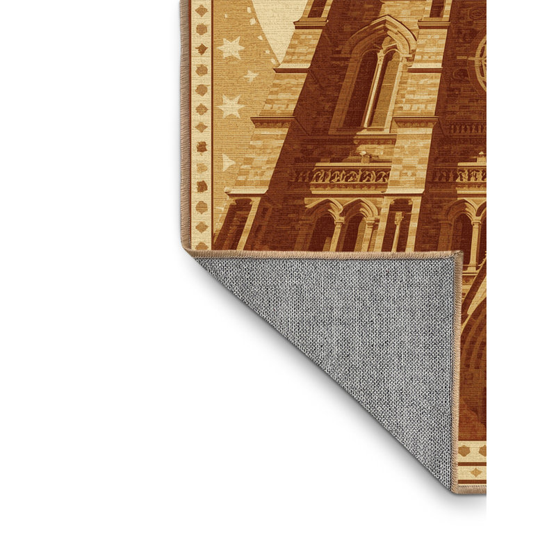 Machine Washable Pandelica Christchurch Cathedral Classic Oriental Rug in Brown – LightBrown Binding, 3x5