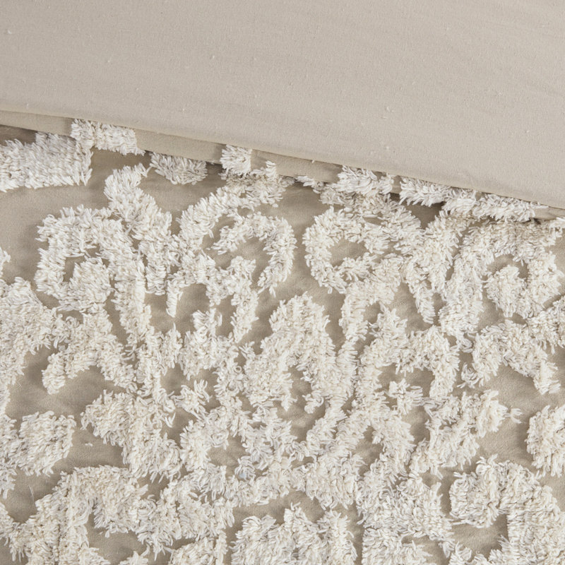 Édredon en coton taupe 3 pièces, Édredon double et 2 taies décoratives, Taupe