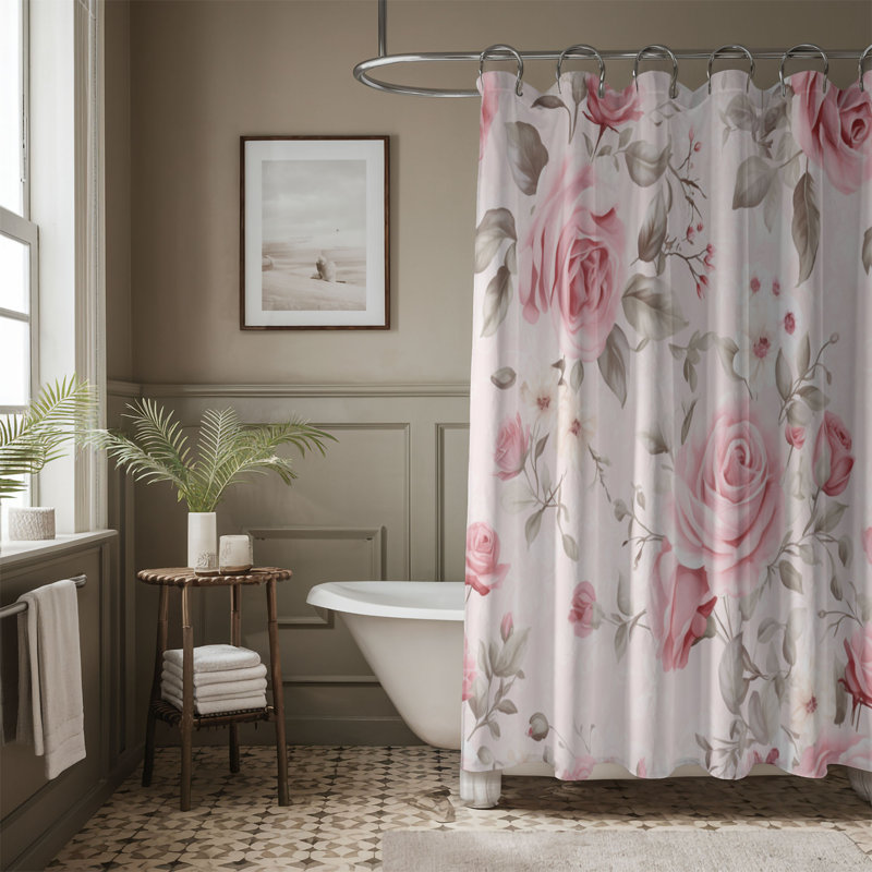 Chic Rose - Rideau de douche Premium, H 74 po x l 71 po