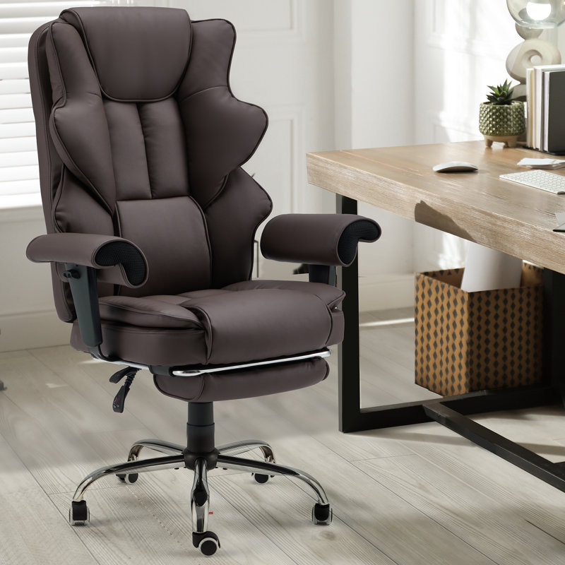 Executive Office Chair with 6-point Massage, Footrest, Brown