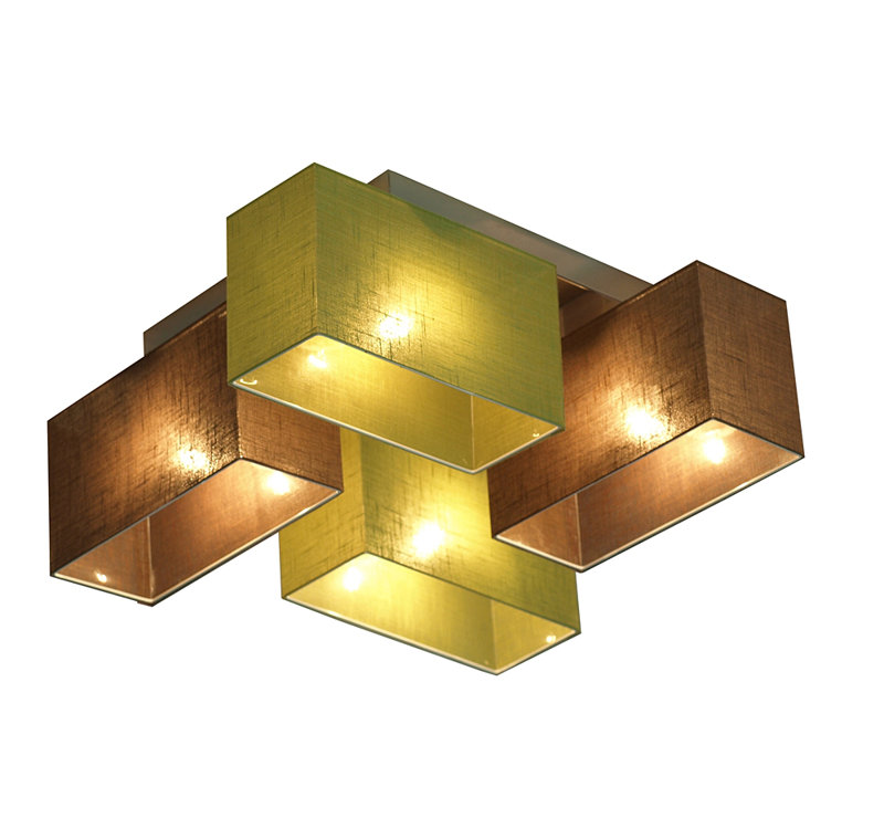 Seaton Semi Flush Mount, Wenge, Brown/Green transparent