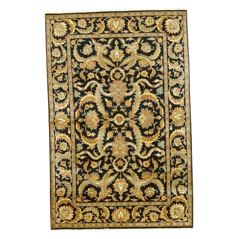 Tapis noir noué à la main de haute qualité