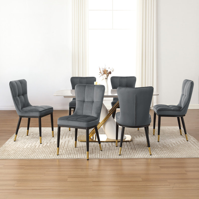 Guitierrez Velvet Upholstered Parsons Chair, Gray