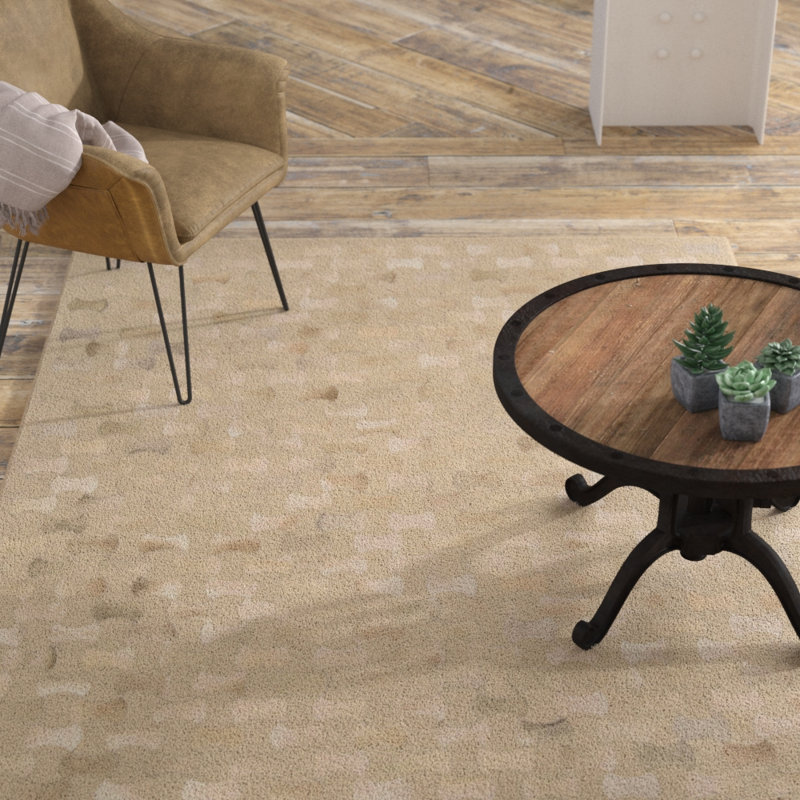 Tapis de surface beige en coton tissé à la main Delvecchio, Rectangle 3 pi 6 po x 5 pi 6 po