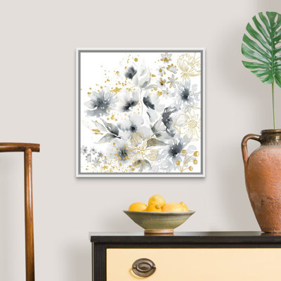 Fleurs grises et dorées florales par tre Sorelle studios, reproduction d’art sur toile