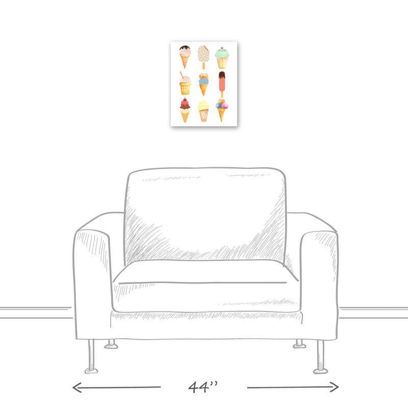 Art sur toile crème glacée, H 14 po x l 11 po x P 1,25 po