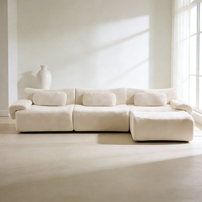 Modular Combination, Bamboo Joint Shape, Armchair, Extra-Large Compression  3+1 Seater Chenille Deep-Seat (with 3 Pillows) All Fit Living Room/Bedroo