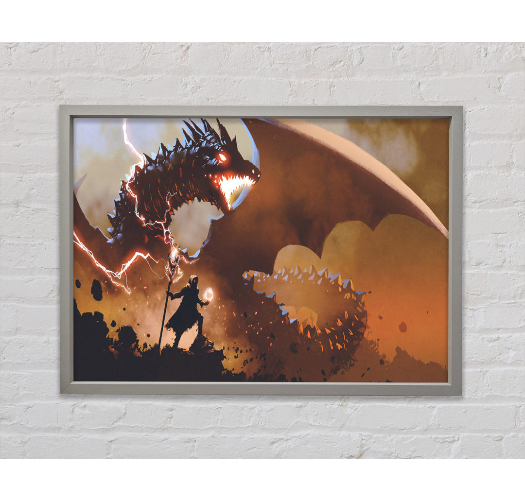 Confronting The Dragon - Einzelner Bilderrahmen Kunstdrucke auf Leinwand