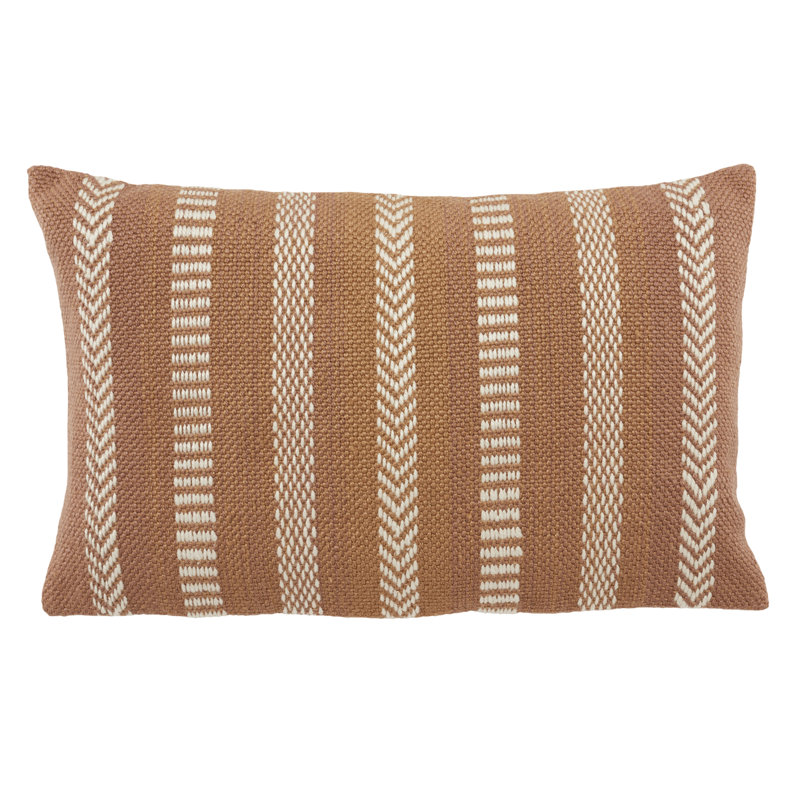 Coussin lombaire rectangulaire intérieur / extérieur Positano, Brun clair/Ivoire, Polyester / bourre de polyester