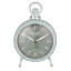 Horloge de cheminée blanche antique avec finition en étain et base en fer