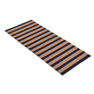 Striped 24"x57" Doormat Choir Front and PVC Backing Ivory and Natural