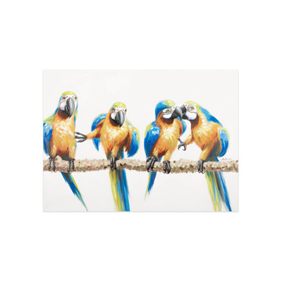 Hand -painted acrylic painting Parrot Party