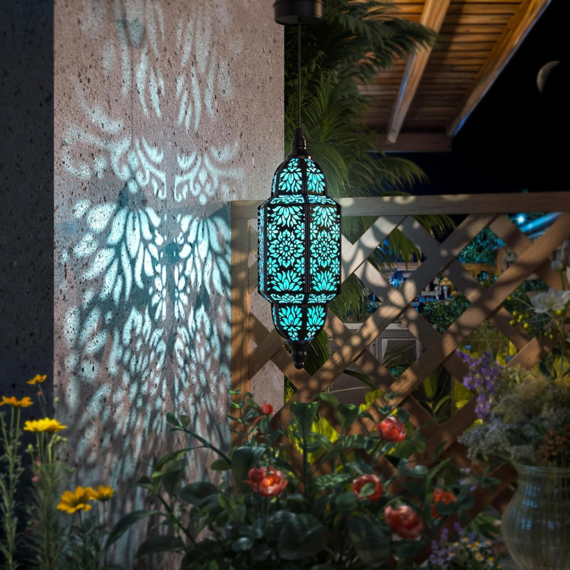 Lanternes solaires marocaines d'extérieur en métal, lampes décoratives suspendues étanches