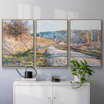 Monet - 3 pièces, reproduction encadrée sur toile
