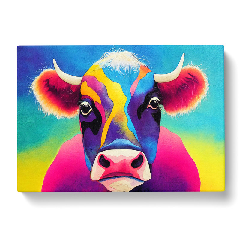 Colourful Cow Vol.4 Abstract - Wrapped Canvas, 35cm H x 50cm W x 3cm D