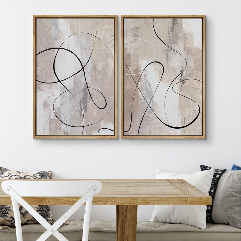 Ensemble de 2 reproductions encadrées sur toile, H 24 po x l 32 po x P 1,5 po, Naturel