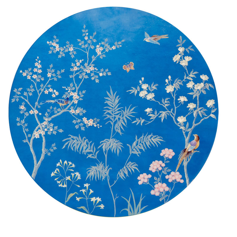 Chinoiserie Lacquered Round Placemats, Blue