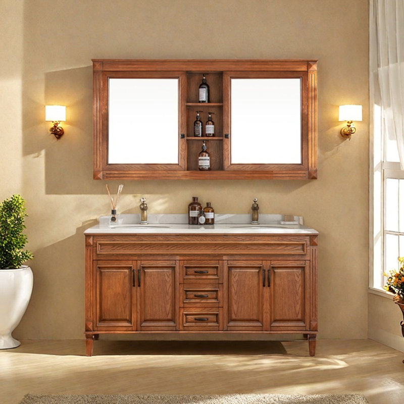 Meuble-lavabo sur pied brun américain, H 31,5 po x l 59 po x P 21,7 po