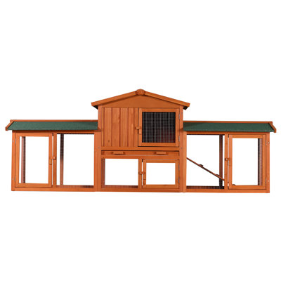 88.19"L Extra Large Wood Rabbit Hutch Outdoor, Bunny Cage with Waterproof Roof, Pull out Tray, Nesting Box