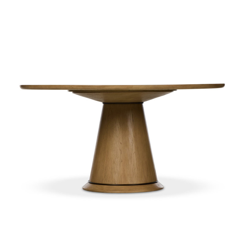 Round Oak Pedestal Dining Table, 30"H x 60"L x 60"W