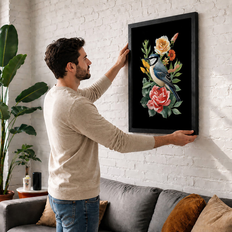 Floral Rest Botanical - Framed Print, Black, A4 - 29.7 x 21.0 cm