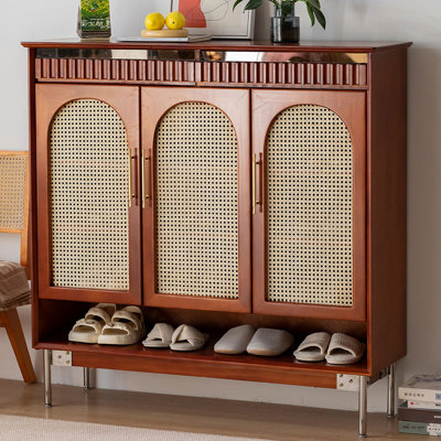 Retro Nut-Brown Solid wood Shoe Storage