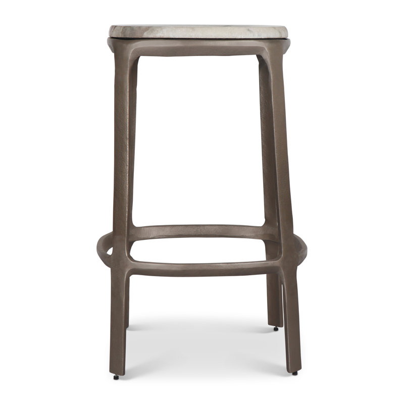 Soder Counter Stool with Metal Frame, Counter Stool (26" Seat Height), Sand/Antique Nickel