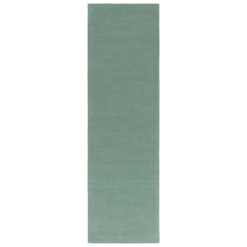 Fifth Avenue Hand Tufted Wool/Cotton Solid Color Rug in Green, Runner 2'3" x 8'