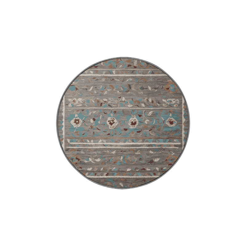 Tapis gris lavable à la machine, Rond 5 pi
