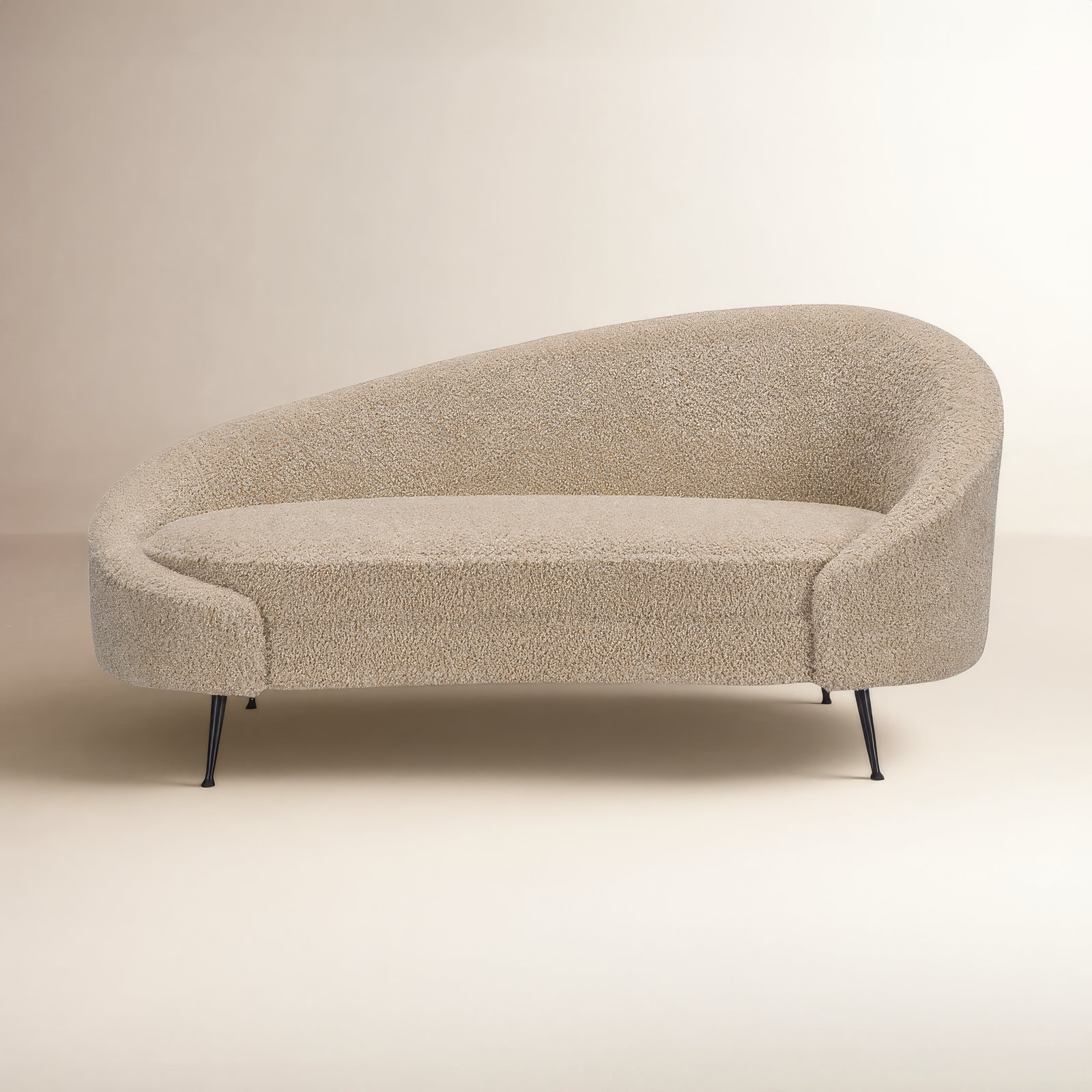 Nikita 66" Curved Upholstered Chaise Lounge, Toast Faux Shearling