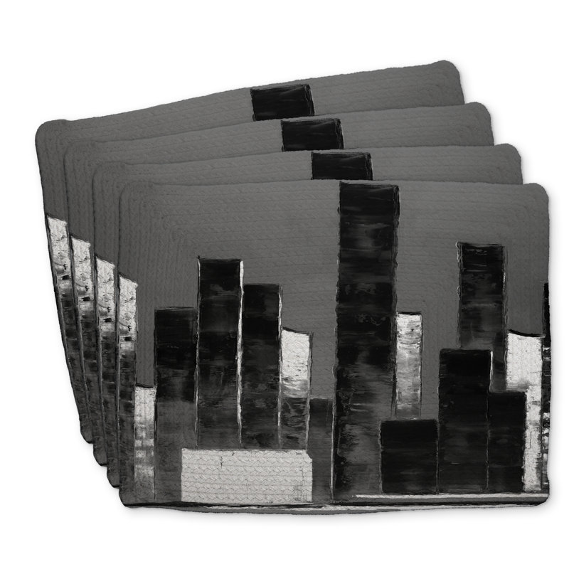 Napperons abstraits tressés noir et blanc - ensemble de 4