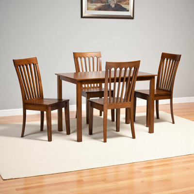 Ensemble de salle à manger 5 pièces Pevensie en bois fini brun noyer, H 38,2 po x l 17,9 po x P 21,7 po