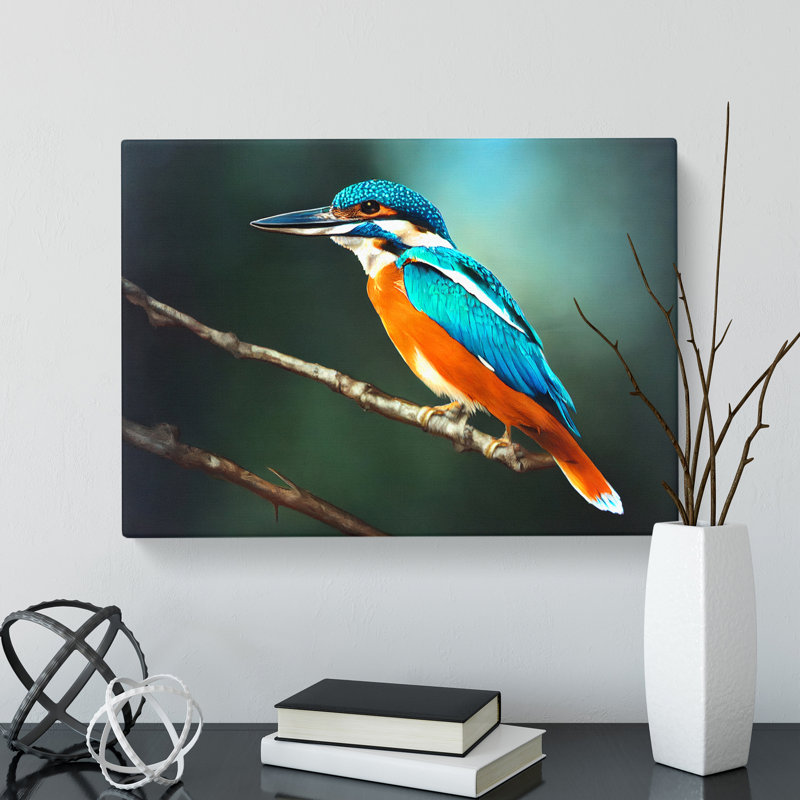 Unbeatable Kingfisher Bird - Wrapped Canvas, 35cm H x 50cm W x 3cm D