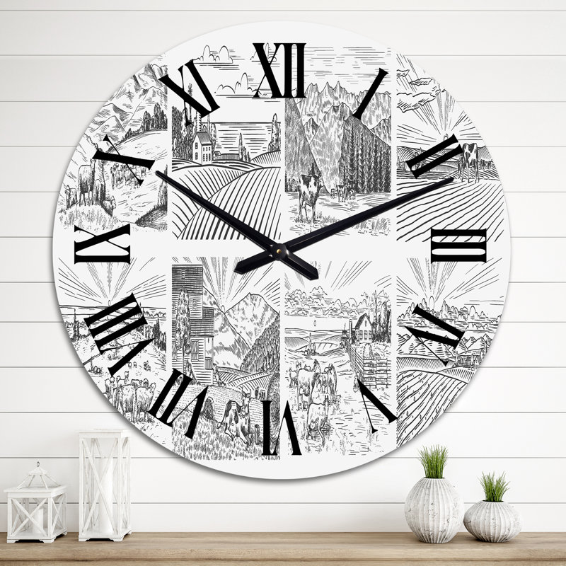 Horloge murale traditionnelle A Village, Grand