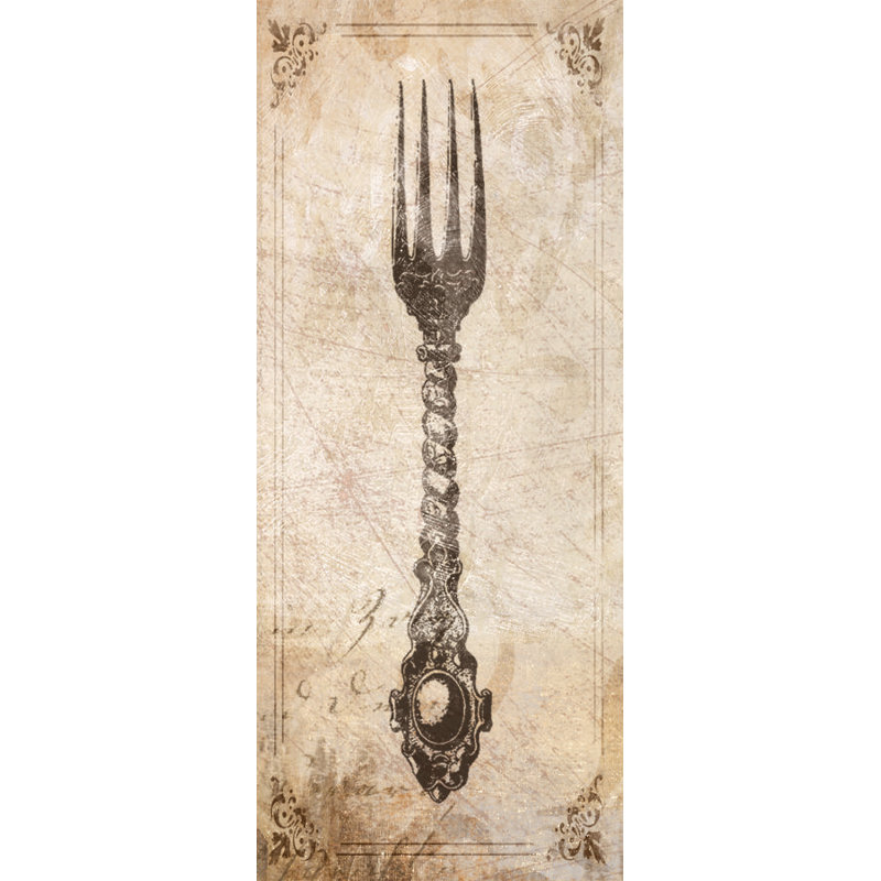Fork - Painting Print, 30 cm H x 20 cm W, Black Floater Framed