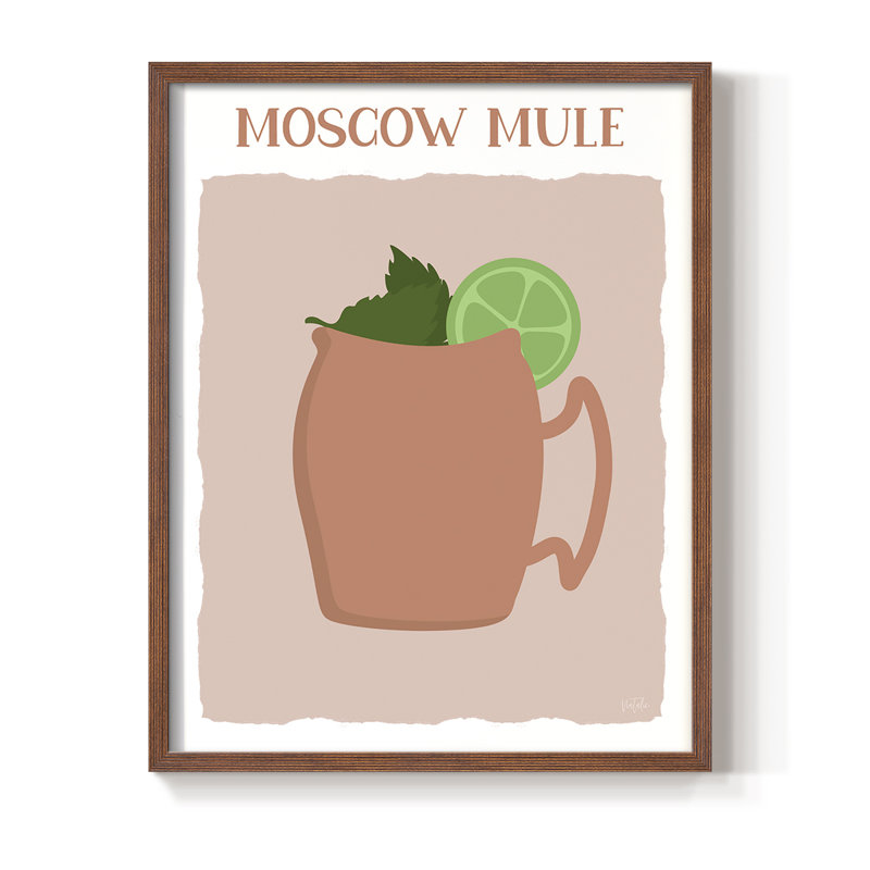 Moscow Mule, reproduction encadrée - bois massif, Brun, H 14 po x l 11 po