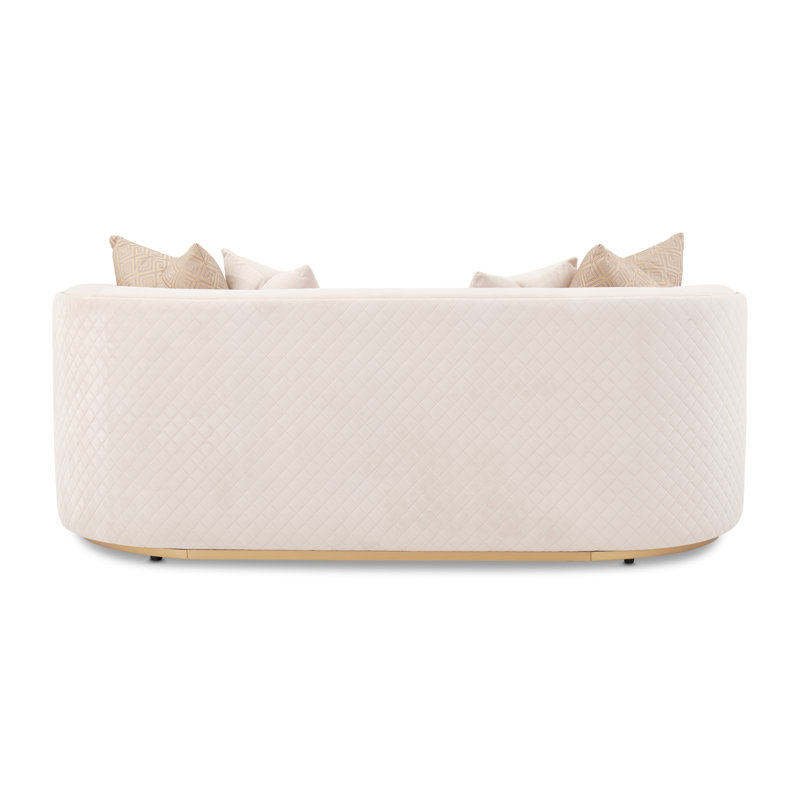 Ariana 83'' Velvet Round Arm Loveseat, Beige, 31" H x 83" W x 35" D