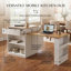 Table de cuisine 82,6 po en MDF avec rangement double-face, 2 tiroirs et 2 tablettes ouvertes blanches-129948091