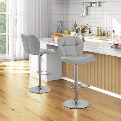 Height Adjustable Modern Faux Leather Swivel Bar Stools