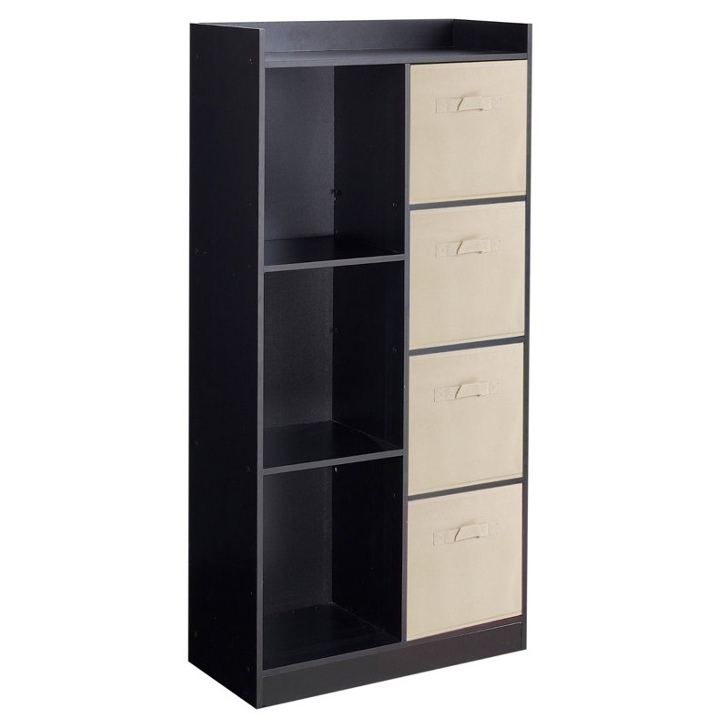 Samee 128 cm H x 62.5 cm W Cube Bookcase, Black/Beige