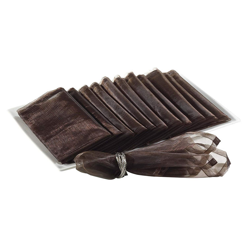 Elegant Sheer Organza Cloth Napkins 20" W X 20"l, Set Of 12, Chocolate