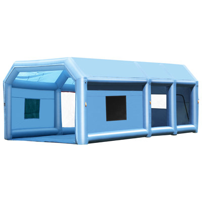 32.8 X 21 14.8 Ft Inflatable Spray Booth With 1100w+750w Blowers And Filtration For Big Vehicles Industrial Equipment Robust Fabric Quick Inflation Air Filter Large Commercial Machinery Construction