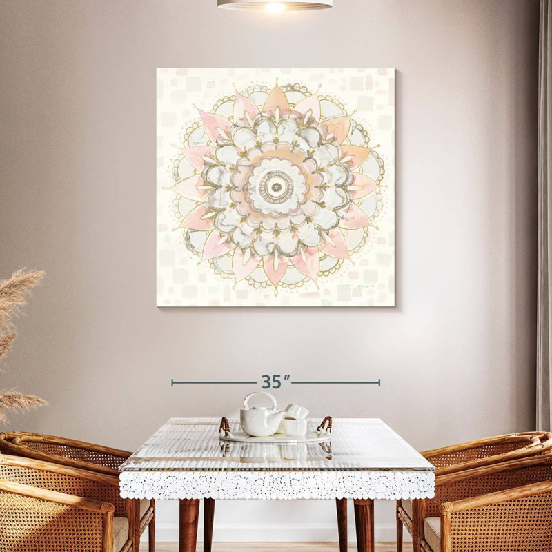 Mandala Kerner moderne champagne carré, H 39 po x l 39 po