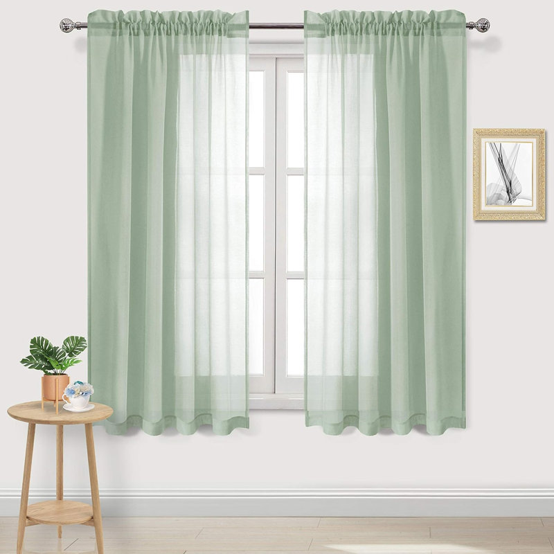 2 Panels White Sheer Curtains, Elegant Rod Pocket Solid Color Window Treatments, Home Decor Voile Sheer Drapes with Light Through for Bedroom/Living Room