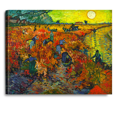 The Red Vineyards Vincent Van Gogh.Image Size:30x24 inches Van Gogh.World Classic Reproductions For HomeDecor,Italy Style Luxurious Embossing Frame