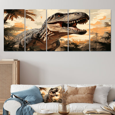 «Vintage Dinosaure», art mural 5 pièces