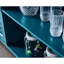 Buffet de 60 po, tablettes réglables, pieds en bois massif, table de décoration bleu sarcelle avec savoir-faire
