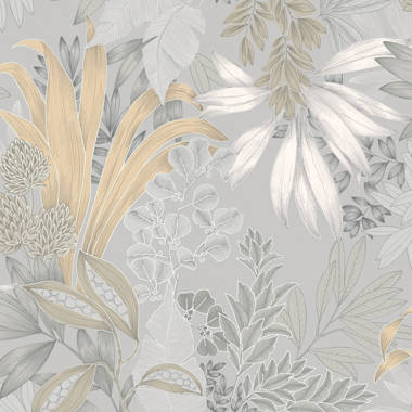 Atmosphere Collection Grey/Metallic Silver Mystic Floral Design on