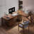 Light-walnut L-Shaped Solid Wood desk-109546079-109546082